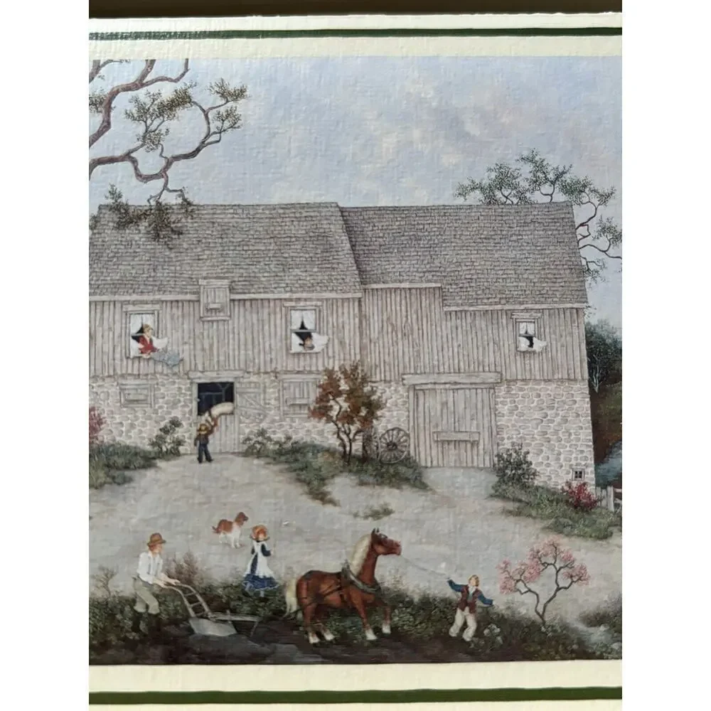 Linda Nelson Stocks Folk Art Stonewood House barn Lang Note Card 12ct + Sample